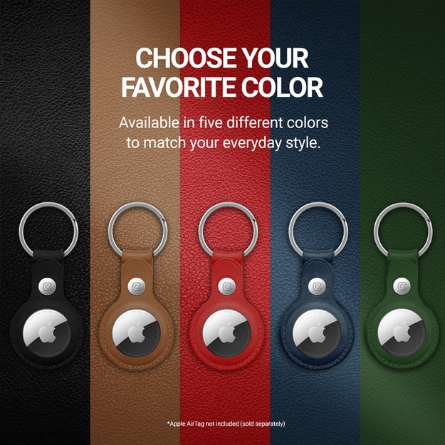 Crong odinis dėklas su raktų pakabu – odinis apsauginis dėklas, skirtas Apple AirTag (žalias) 16