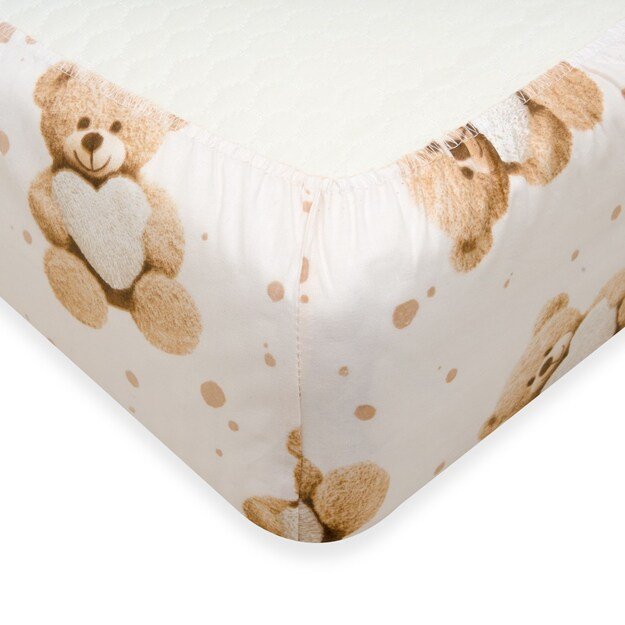 Cotton cot sheet cotton New Baby Love Teddy Bear 120x60 cm beige 1