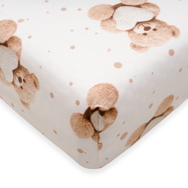 Cotton cot sheet cotton New Baby Love Teddy Bear 120x60 cm beige