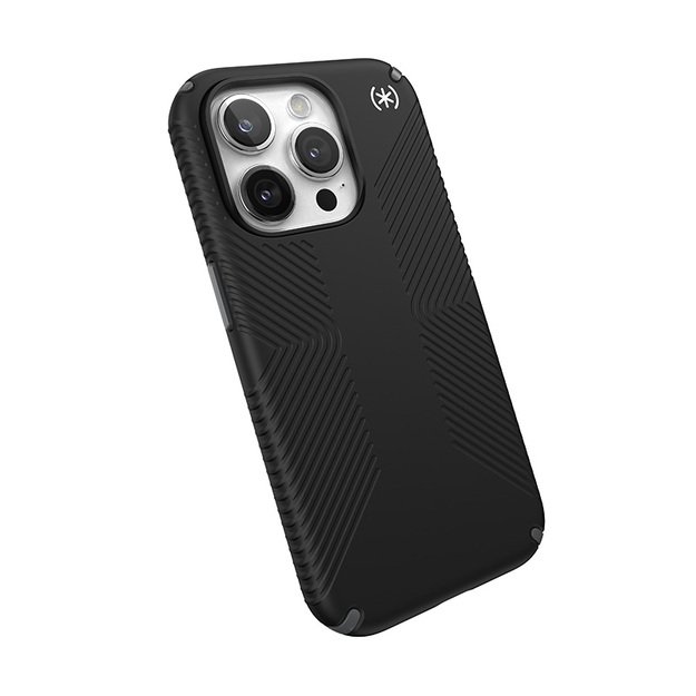 Speck Presidio2 Grip – dėklas, skirtas iPhone 15 Pro (juodas / šiferio pilkas / baltas) 4
