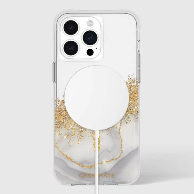 Case-Mate Karat MagSafe – auksu dekoruotas iPhone 15 Pro Max dėklas (marmuras)