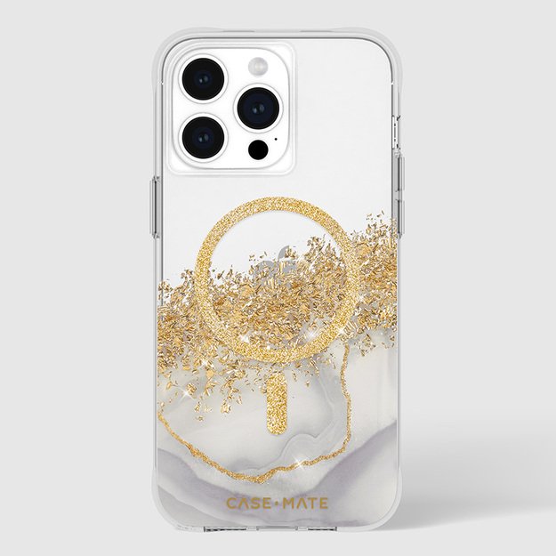 Case-Mate Karat MagSafe – auksu dekoruotas iPhone 15 Pro Max dėklas (marmuras)