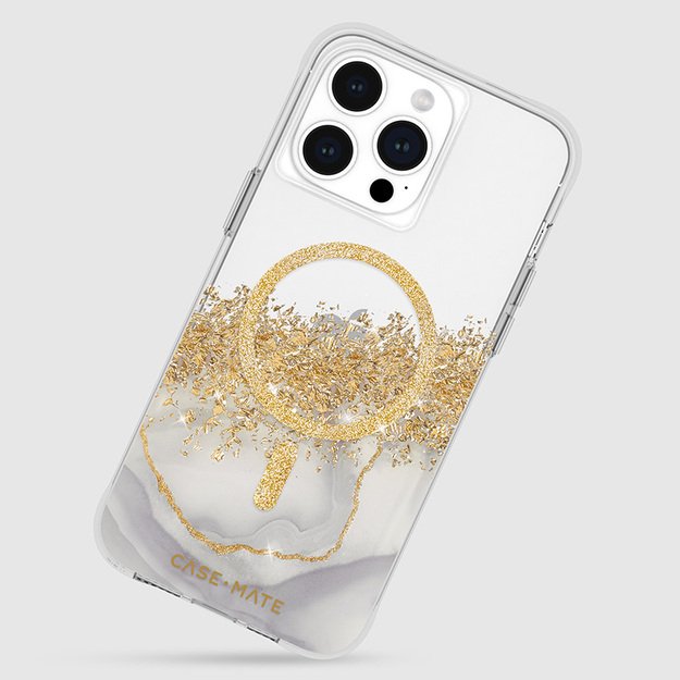 Case-Mate Karat MagSafe – auksu dekoruotas iPhone 15 Pro Max dėklas (marmuras)