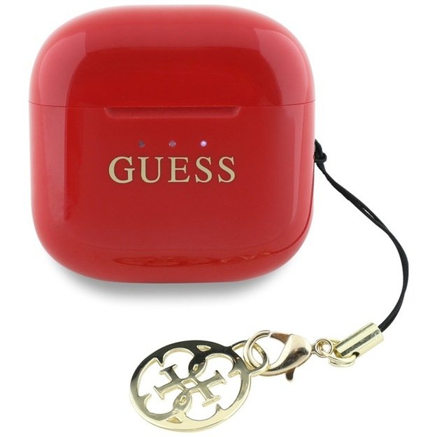 Guess Glossy Effect Printed Classic Logo & Charm - TWS Bluetooth Earphones + Charging Case (Red) 3