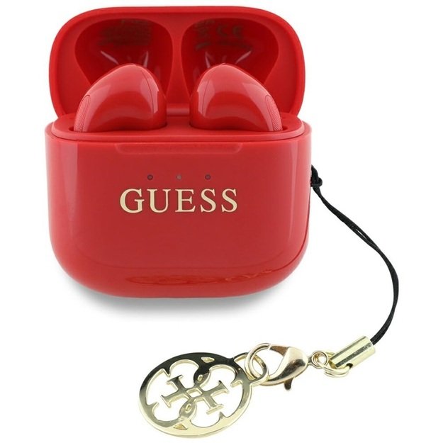 Guess Glossy Effect Printed Classic Logo & Charm - TWS Bluetooth Earphones + Charging Case (Red) 1