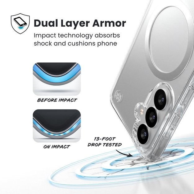 Speck Presidio Perfect-Clear Magnet - Samsung Galaxy S26 MagSafe Case (Clear/Clear/Silver) 4