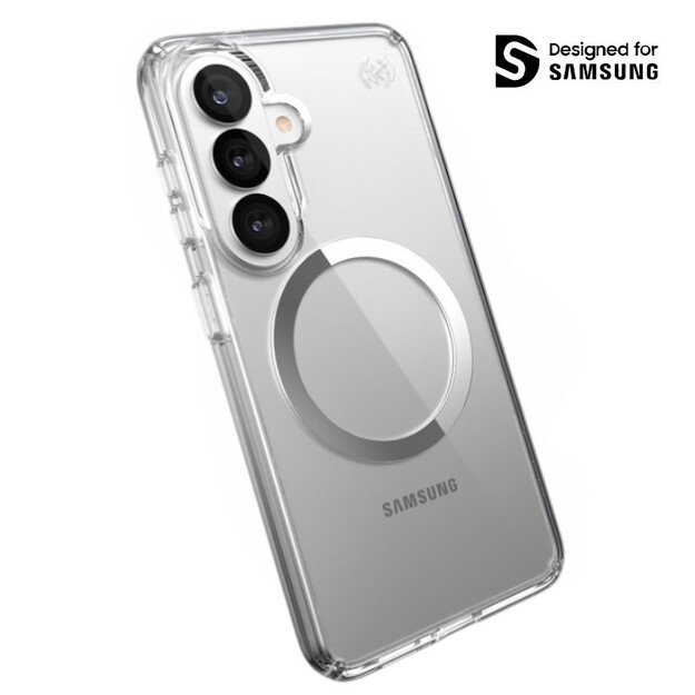 Speck Presidio Perfect-Clear Magnet - Samsung Galaxy S26 MagSafe Case (Clear/Clear/Silver)