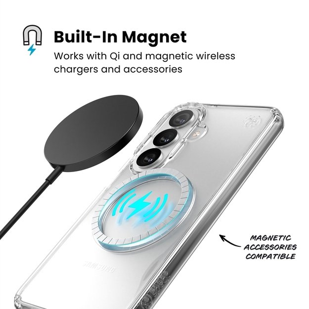 Speck Presidio Perfect-Clear Magnet - Samsung Galaxy S26 MagSafe Case (Clear/Clear/Silver) 2