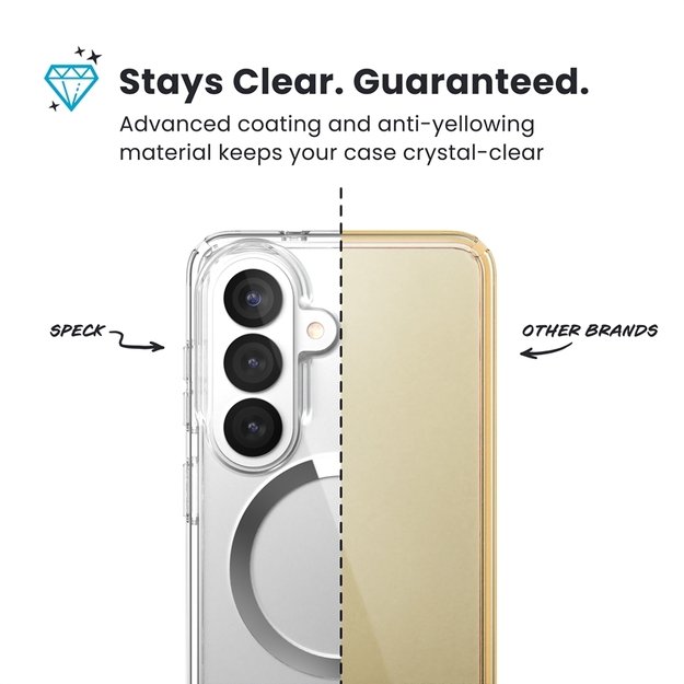 Speck Presidio Perfect-Clear Magnet - Samsung Galaxy S26 MagSafe Case (Clear/Clear/Silver) 3