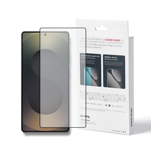 Crong 3D Armour Glass Lite - Full Glue Tempered Glass for Samsung Galaxy S25 Ultra