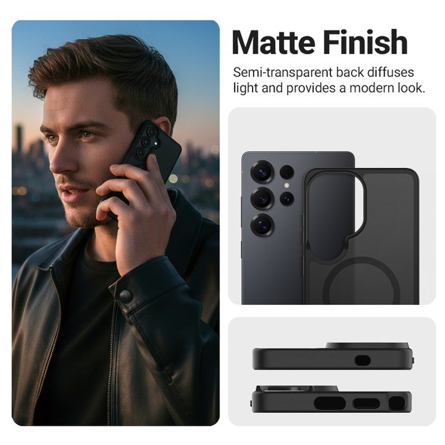 Crong Hybrid Matte Magnetic - MagSafe Case Samsung Galaxy S26 Ultra (Black) 4