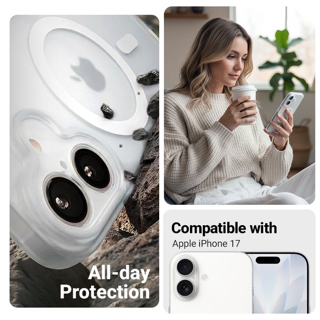 Crong Hybrid Matte Magnetic - MagSafe iPhone 17 Case (White) 2