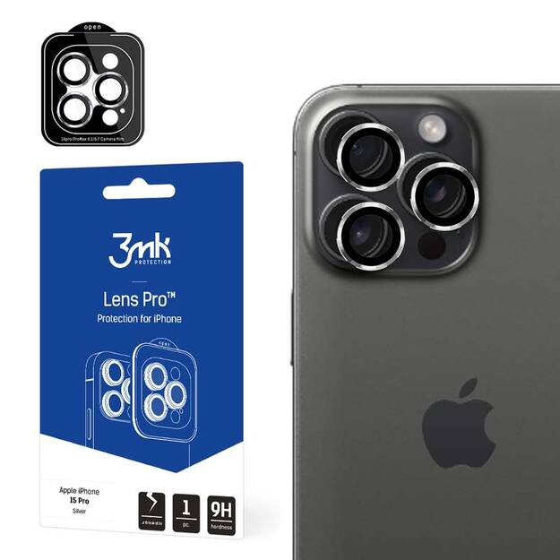 3mk Lens Protection Pro – fotoaparato objektyvo stiklas, skirtas iPhone 15 Pro 9
