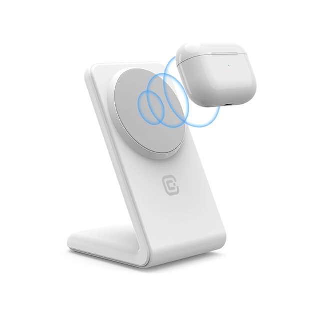 „Crong MagSpot Stand“ – belaidis įkroviklis „du viename“ su „MagSafe“, skirtas „iPhone“ ir „AirPods“ (sniego baltumo) 27