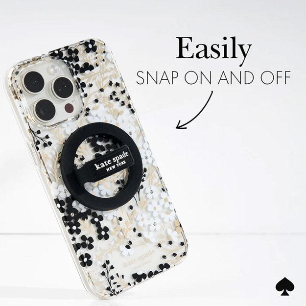 Kate Spade Niujorko magnetinės kilpos rankena – MagSafe pirštų laikiklis (juodas) 6