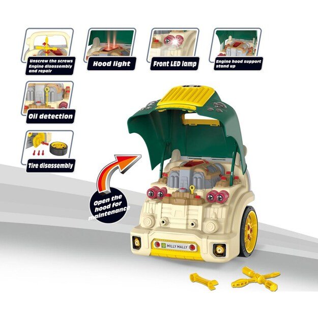 Realistic model of the front of the car with an opening hood Milly Mally N-GINE green 10