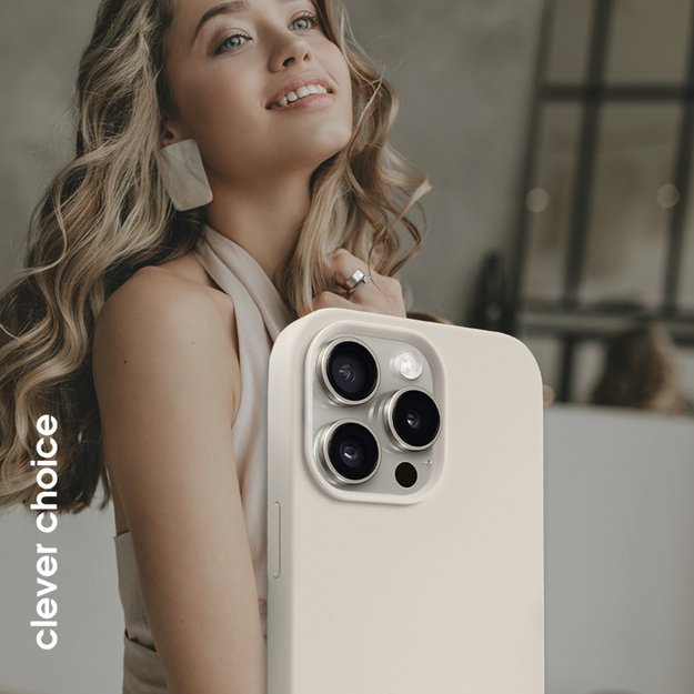 Crong Color Cover Magnetic – dėklas, skirtas iPhone 15 Pro Max MagSafe (akmens smėlio spalvos) 4