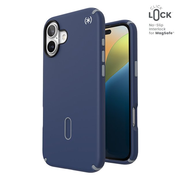 Speck Presidio2 Pro ClickLock & MagSafe – dėklas, skirtas iPhone 16 Plus (pakrantės mėlyna / dulkių pilka / balta)