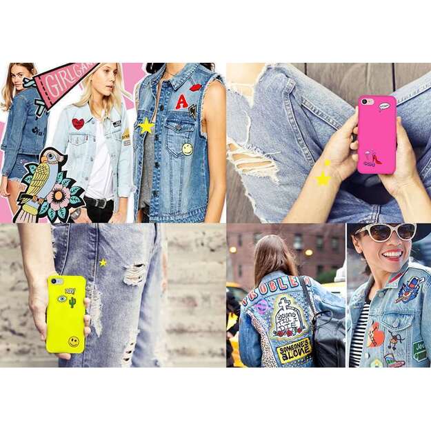 PURO Patch Mania – Samsung Galaxy A3 (2017) dėklas su 5 lipdukais (geltonas) 7