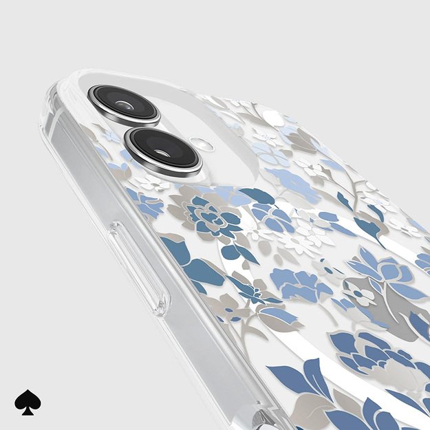 Kate Spade Niujorko apsauginiai brangakmeniai MagSafe – dėklas, skirtas iPhone 16 (mėlyna gėlių lova) 16