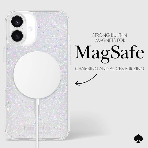 Kate Spade New York Protective MagSafe – dėklas, skirtas iPhone 16 Plus (Chunky Glitter)