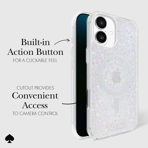 Kate Spade New York Protective MagSafe – dėklas, skirtas iPhone 16 Plus (Chunky Glitter) 13