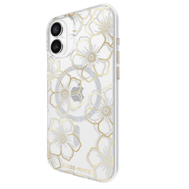 Case-Mate Floral Gems MagSafe – dėklas, skirtas iPhone 16 Plus (auksinis)