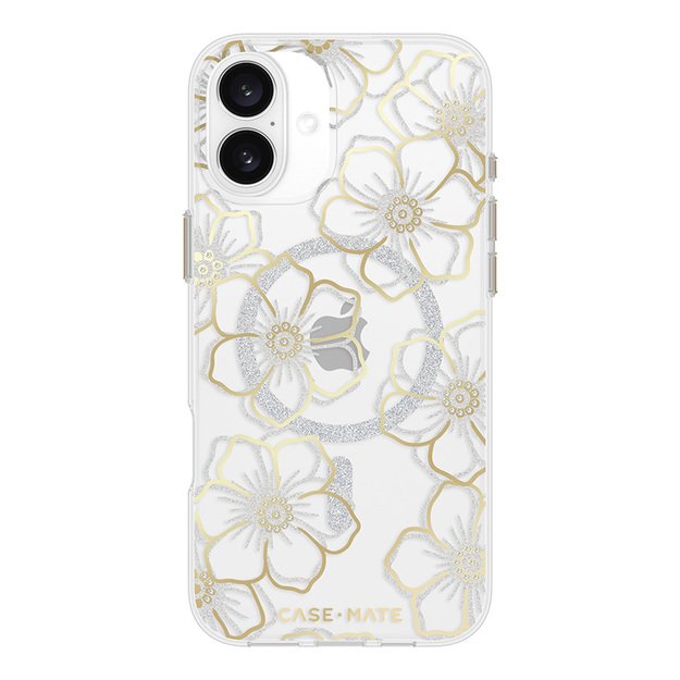 Case-Mate Floral Gems MagSafe – dėklas, skirtas iPhone 16 Plus (auksinis)