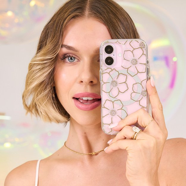 Case-Mate Floral Gems MagSafe – dėklas, skirtas iPhone 16 Plus (auksinis) 31