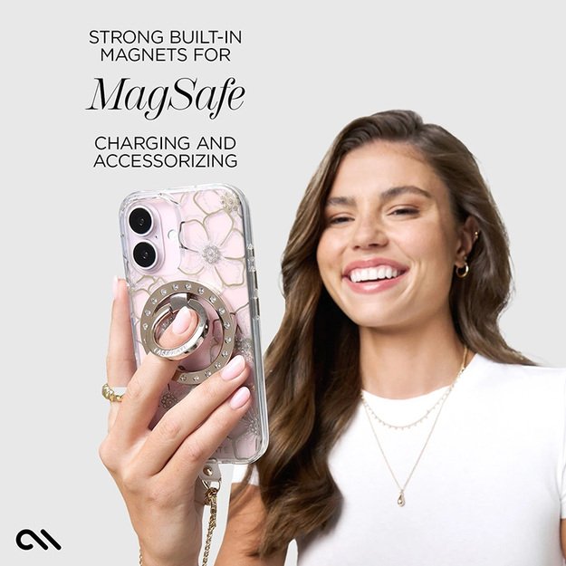 Case-Mate Floral Gems MagSafe – dėklas, skirtas iPhone 16 Plus (auksinis) 26