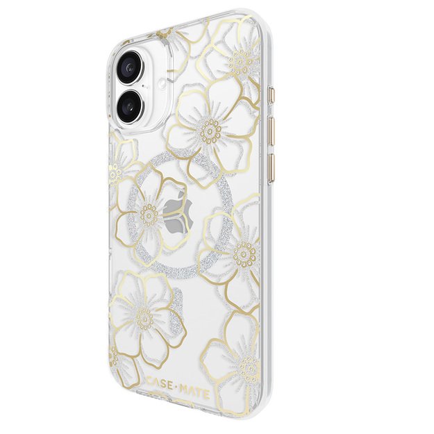 Case-Mate Floral Gems MagSafe – dėklas, skirtas iPhone 16 Plus (auksinis) 16