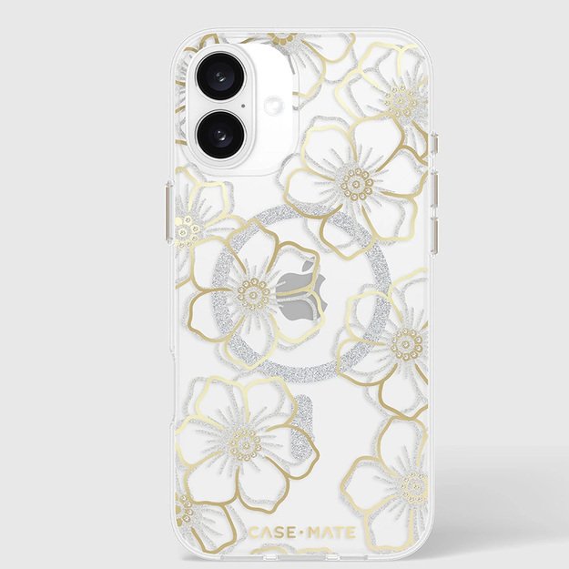 Case-Mate Floral Gems MagSafe – dėklas, skirtas iPhone 16 Plus (auksinis)