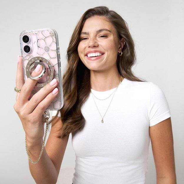 Case-Mate Floral Gems MagSafe – dėklas, skirtas iPhone 16 Plus (auksinis) 32