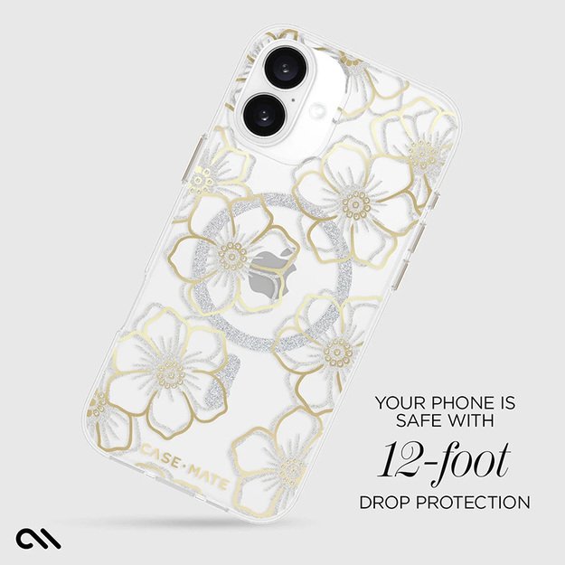 Case-Mate Floral Gems MagSafe – dėklas, skirtas iPhone 16 Plus (auksinis)