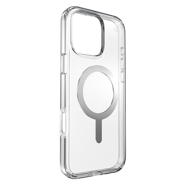 Speck Presidio Perfect-Clear MagSafe – dėklas, skirtas iPhone 16 Pro Max (skaidrus / chromo apdaila / ramus sidabras)