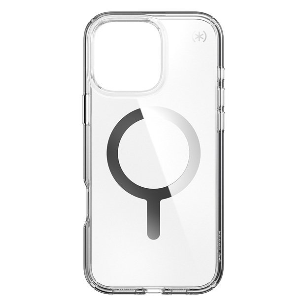 Speck Presidio Perfect-Clear MagSafe – dėklas, skirtas iPhone 16 Pro Max (skaidrus / chromo apdaila / ramus sidabras)