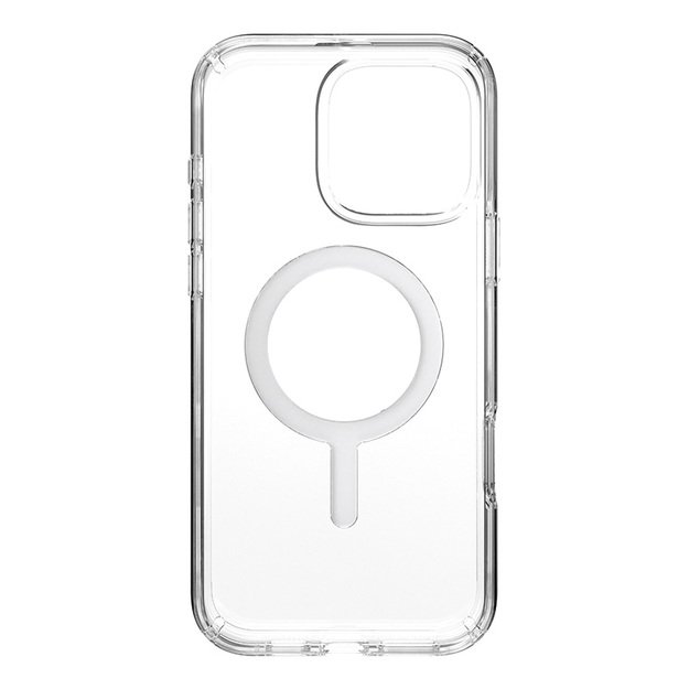 Speck Presidio Perfect-Clear MagSafe – dėklas, skirtas iPhone 16 Pro Max (skaidrus / chromo apdaila / ramus sidabras)