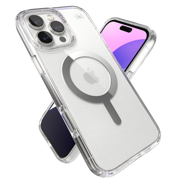 Speck Presidio Perfect-Clear MagSafe – dėklas, skirtas iPhone 16 Pro Max (skaidrus / chromo apdaila / ramus sidabras) 27