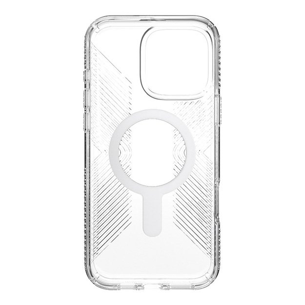 Speck Presidio Perfect-Clear Grip ClickLock & MagSafe – dėklas, skirtas iPhone 16 Pro Max (skaidrus / chromo apdaila / ramus sidabras) 24