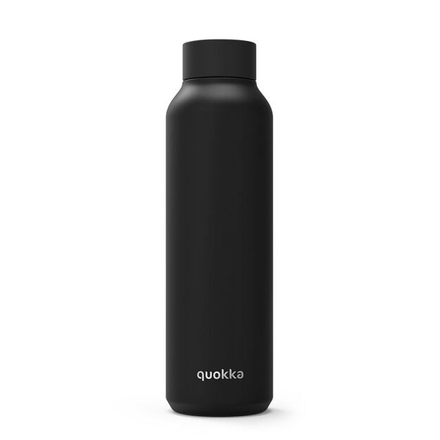 „Quokka Solid“ – nerūdijančio plieno dvigubas sienelės vakuuminis vandens butelis, nešiojamas termosas 630 ml (Jet Black)