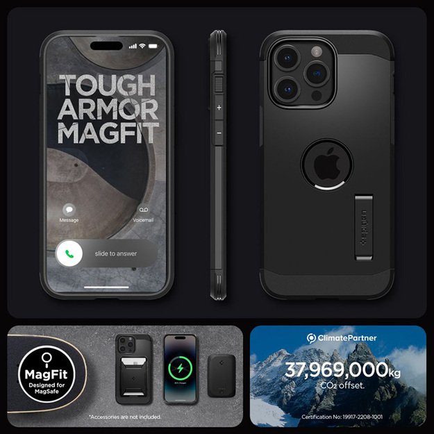 Spigen Tough Armor Mag MagSafe – dėklas, skirtas iPhone 15 Pro (juodas)