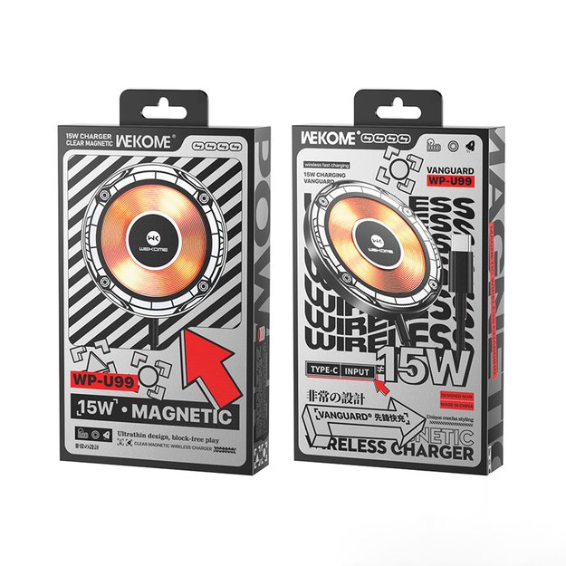 WEKOME WP-U99 Vanguard serija – MagSafe 15W indukcinis įkroviklis (juodas) 12