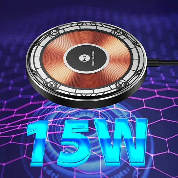 WEKOME WP-U99 Vanguard serija – MagSafe 15W indukcinis įkroviklis (juodas) 15