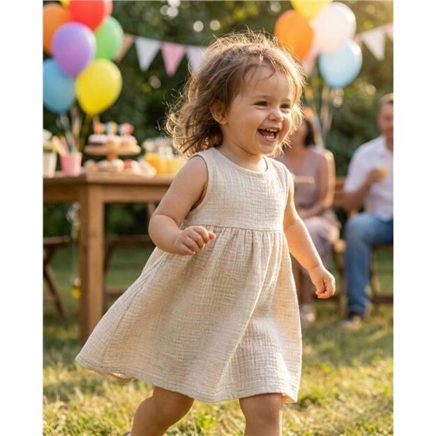 Baby Muslin Dress New Baby Ella linen, 92 (18-24m)
