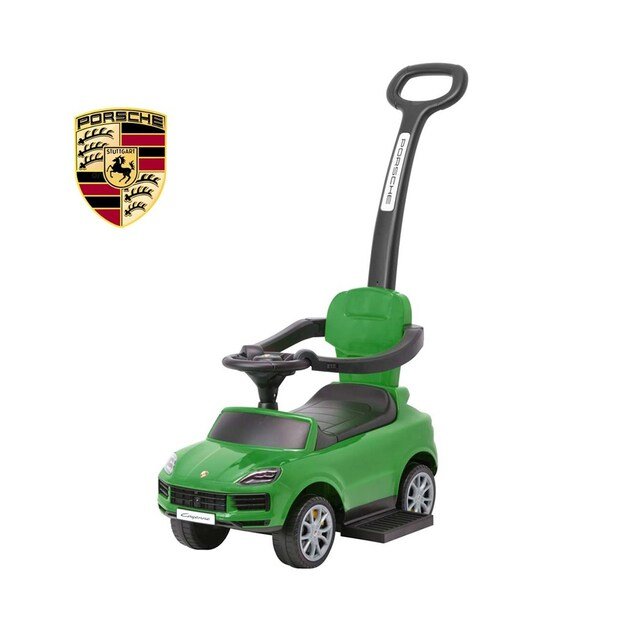 Milly Mally Porsche Cayenne green ride-on car with guide rod