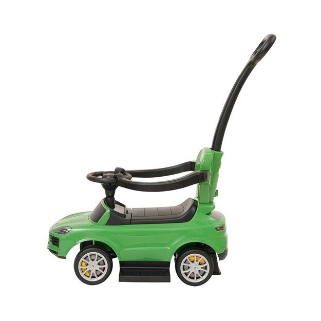 Milly Mally Porsche Cayenne green ride-on car with guide rod