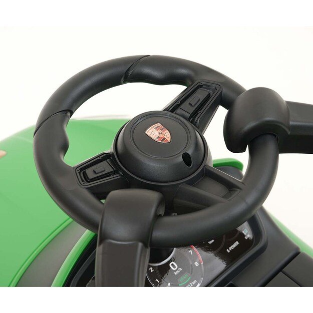 Milly Mally Porsche Cayenne green ride-on car with guide rod