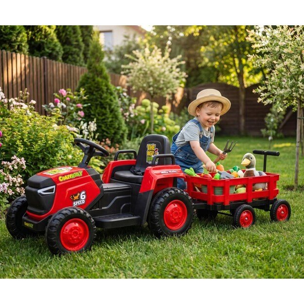 Electric tractor with trailer Milly Mally Rolly red