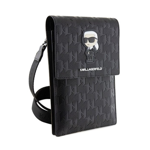 Karl Lagerfeld Saffiano Monogram Ikonik - Phone crossbody bag (black)