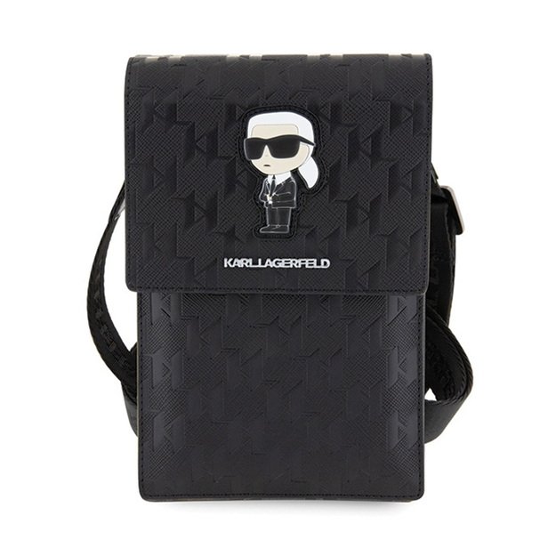 Karl Lagerfeld Saffiano Monogram Ikonik - Phone crossbody bag (black)